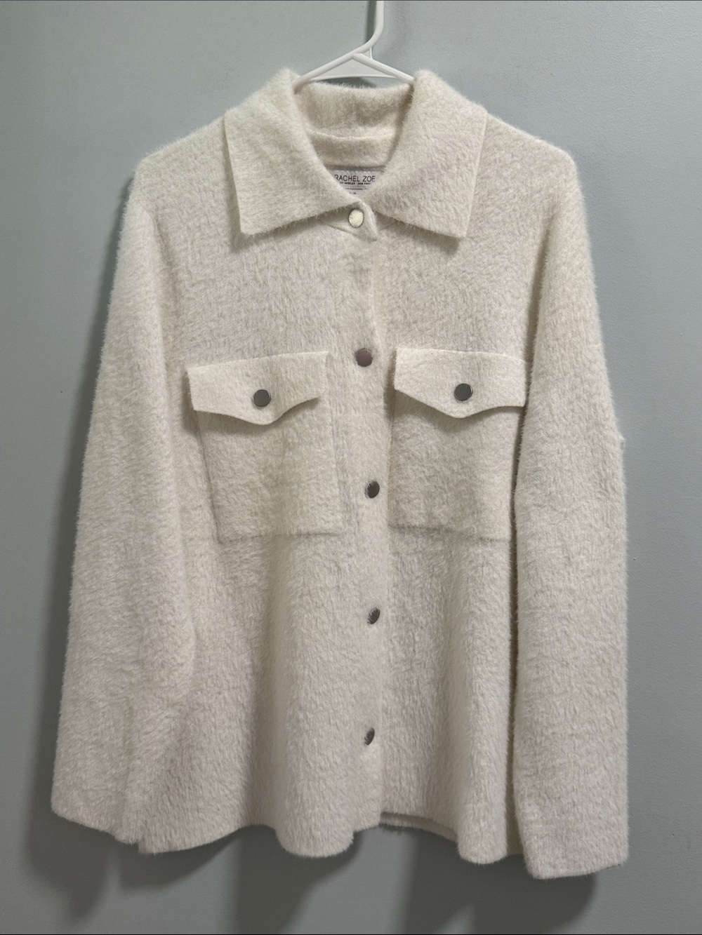 Rachel Zoe White Cream Textured Button-Front Jacket